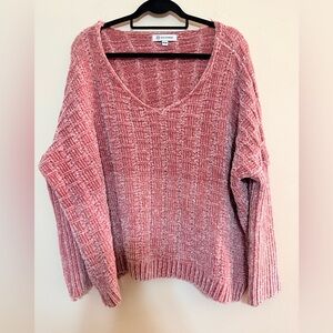 Pink Diamond Cozy Pink V-Neck Sweater